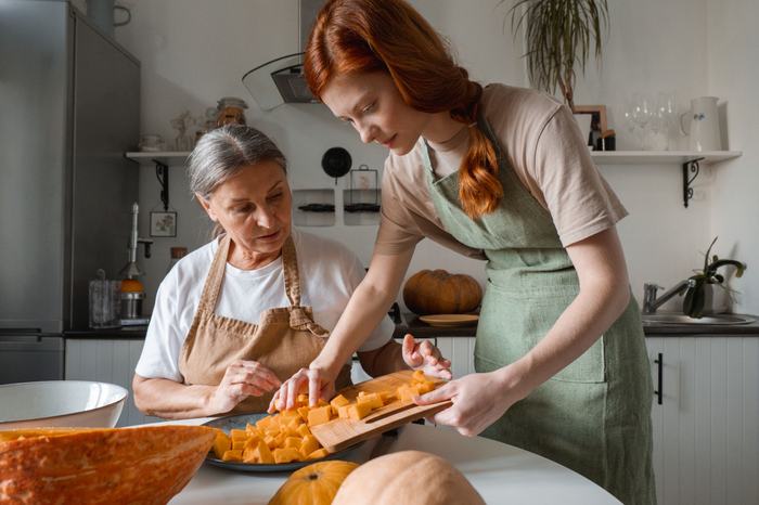 Support worker helping with daily living activities in the home